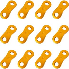 lasenersm 12 Pieces Cord Adjuster Tent Tensioners Guyline Cord Adjuster Rope Adjuster Aluminum Alloy Wind Rope Buckle 2 Hole Rope Guyline Adjuster for Tent Camping Hiking, Golden