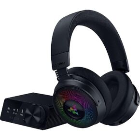 سماعة ألعاب Razer Kraken V4 Pro اللاسلكية: OLED Control Hub - HD Haptics - 2.4 جيجا هرتز لاسلكي - Bluetooth - USB - 3.5 مم - ميكروفون عريض عريض - (متجدد)