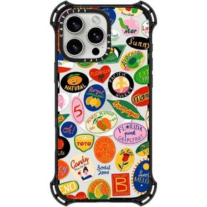 CASETiFY Bounce Case for iPhone 16 Pro Max [Shockproof / 21.3 ft. 6X Military Grade Drop Protection/Compatible with Magsafe] - Fruit Stickers - Clear Black