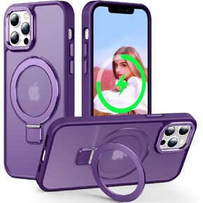 for iPhone 16 Plus Case Built-in Invisible Stand, Military Grade Shockproof Translucent Back Slim Phone Case Compatible with Mag-Safe, Magnetic Ring Holder