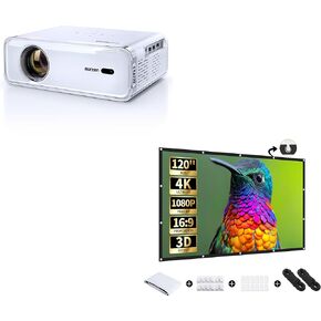 Eazze D1 Smart Projector with 120" Portable Projector Screen, Netflix-Officially-Licensed, Auto Focus & Keystone, DoIby Audio, Zoom, Native 1080P Movie