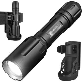 SABERTOOTH Police Tactical Flashlight-2200 High Lumen Duty Belt Flashlight for Law Enforcement Defense Single Mode Flashlight with Holster Tactical Gear Safety Accessories(Black)