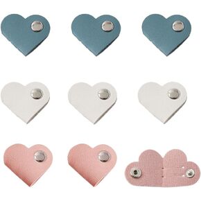 Ximimark 9pc مجموعة منظمات الكابلات الجلدية المزيفة على شكل قلب ، 3/6pcs - عتبة الأذن ودبان ذات تنوعية لسماعات الرأس ، كابلات الشحن