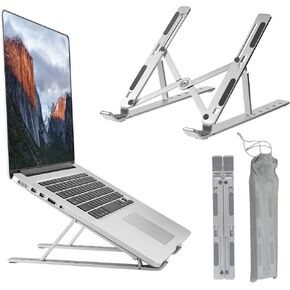 Adjustable Laptop Stand – Ergonomic Aluminum Riser for Desk, Fits 9"-15.6" Laptops Foldable, Portable, Ventilated, Sturdy, Anti-Slip, Ideal for Home & Office