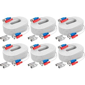 ANNKE Security Camera Cable (6) 30M/ 100ft All-in-One BNC Video Power Cables, BNC Extension Wire Cord for CCTV Camera DVR Security System (6-Pack, White)