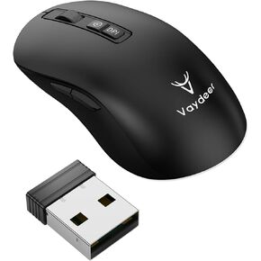 Vaydeer Wireless Mouse Jiggler, 2.4G Wireless Mice with Build-in Mouse Mover, Rechargeable Moving Mouse for Laptop with Undetectable Random Movement Keeps Computers Awake - Black