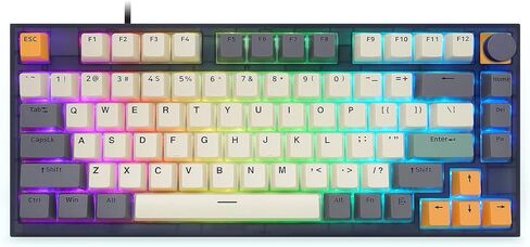 BOYI GK75 Pro Tri-Mode Hot Swap Mechanical Keyboard with Knob,Wireless TKL 75% RGB Customizable Backlit Gaming Keyboard,Bluetooth/2.4G/Wired for Gamers (Skyloong Red Switch,Promrose-Yellow Theme) in Saudi Arabia