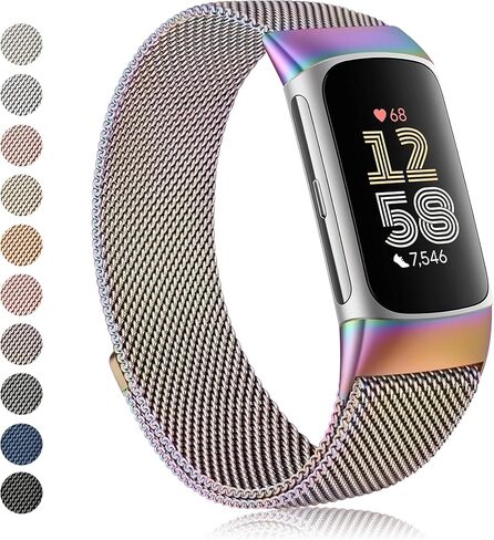 Amzpas Metal bands for Fitbit Charge 6 Bands for Women Men, Stainless Steel Mesh Wristband with Magnet Clasp for Fitbit Charge 6 / Fitbit Charge 5 in Saudi Arabia