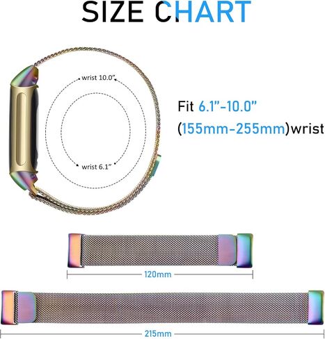 Amzpas Metal bands for Fitbit Charge 6 Bands for Women Men, Stainless Steel Mesh Wristband with Magnet Clasp for Fitbit Charge 6 / Fitbit Charge 5 in Saudi Arabia