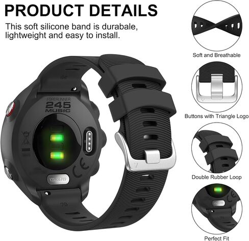 Meliya for Garmin Forerunner 245/645 / 165/158 / 55 Watch Band Women Men, 20mm Soft Silicone Replacement Strap for Garmin Forerunner 245/645 Music SmartWatch in Saudi Arabia