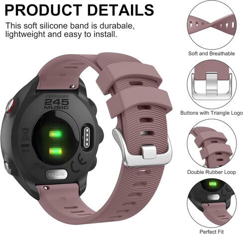 Meliya for Garmin Forerunner 245/645 / 165/158 / 55 Watch Band Women Men, 20mm Soft Silicone Replacement Strap for Garmin Forerunner 245/645 Music SmartWatch in Kuwait