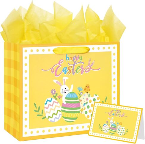 13" Large Happy Birthday Gift Bag with Tissue Paper,Card and Handles for Men Boy Kid Birthday Party (Blue Stripes) in Saudi Arabia
