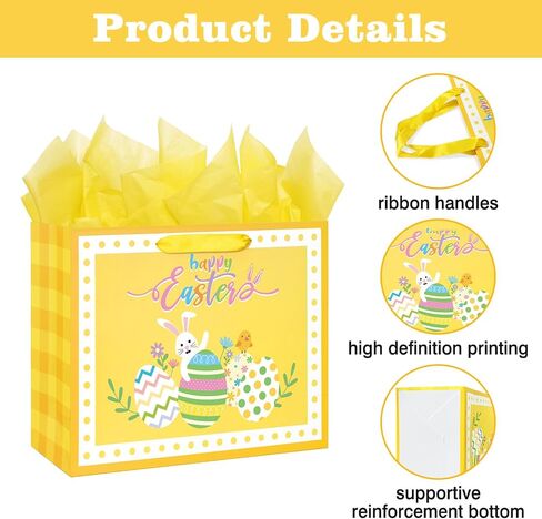 13" Large Happy Birthday Gift Bag with Tissue Paper,Card and Handles for Men Boy Kid Birthday Party (Blue Stripes) in Saudi Arabia
