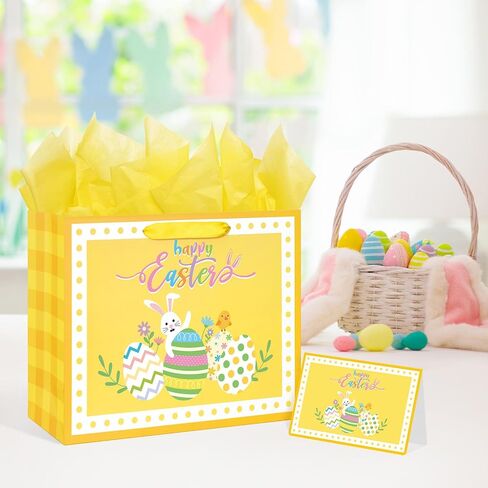 13" Large Happy Birthday Gift Bag with Tissue Paper,Card and Handles for Men Boy Kid Birthday Party (Blue Stripes) in Saudi Arabia