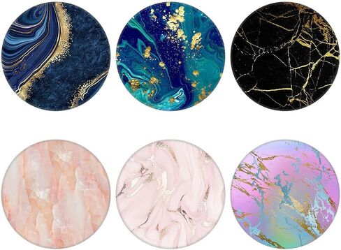 6 Pack Cellphone Phone Grip for Smartphones, Collapsible Stand Cell Phone Expanding Holder for Phone - Rose Gold Marble Black Purple in Saudi Arabia