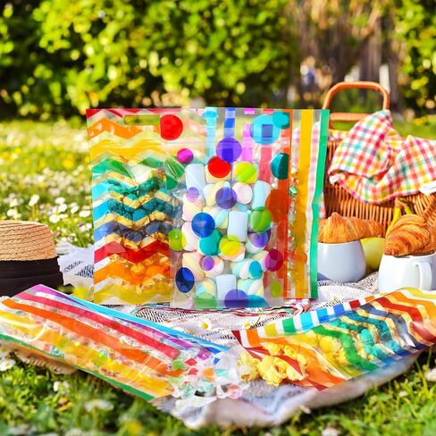 Pasimy 60 Pcs Jungle Animal Treat Bags Green Gold Safari Animal Palm Leaves Plastic Candy Goodie Bags with Handle for Two Wild Jungle Birthday Party Baby Shower Favors Supplies, 6 Design in Saudi Arabia