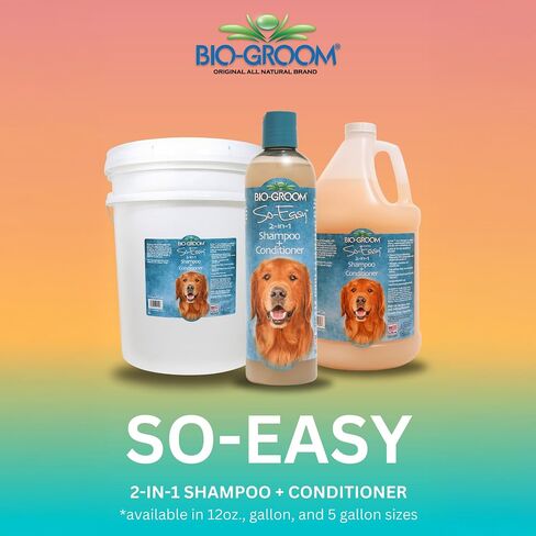 Bio-Groom So Easy 2 in 1 Shampoo & Conditioner- Dog & Puppy Shampoo and Conditioner Gallon, Detangling Dog Wash, Bulk Size for Grooming, Soap Free, 12:1 Concentration- Refreshing Fruit Scent, 1 Gallon in Saudi Arabia
