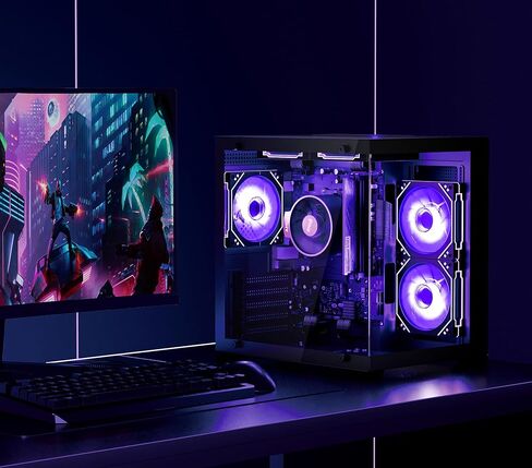 Gaming PC Desktop Computer, Ryzen 7 5700X,RTX 5060,32GB DDR4 RAM and 1TB M.2 NVMe SSD, 240 Liquid Cooler, ARGB Fans,Game Design Office in Saudi Arabia