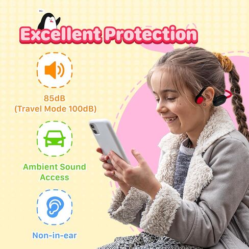 سماعات الرأس Kids Bluetooth سماعات أذن لاسلكية ، سماعات أذن مفتوحة للأطفال ، MIC داخلي ، IPX5 مقاوم للماء ، 30 جرام خفيفة الوزن وقوية ، توصيل الهواء غير في الأذن ، 85 ديسيبل حماية السمع in Saudi Arabia
