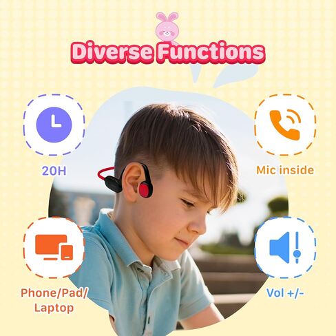 سماعات الرأس Kids Bluetooth سماعات أذن لاسلكية ، سماعات أذن مفتوحة للأطفال ، MIC داخلي ، IPX5 مقاوم للماء ، 30 جرام خفيفة الوزن وقوية ، توصيل الهواء غير في الأذن ، 85 ديسيبل حماية السمع in Saudi Arabia