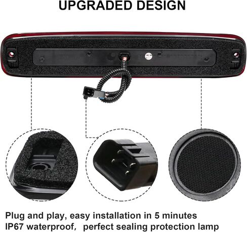 مصابيح الفرامل الثالثة LED متوافقة مع Silverado/Sierra 1500 2500 3500&HD&Classic 1999-2007، مركز سقف الكابينة الخلفي ضوء البضائع الأبيض وضوء الفرامل الأحمر (عدسة شفافة) in Saudi Arabia