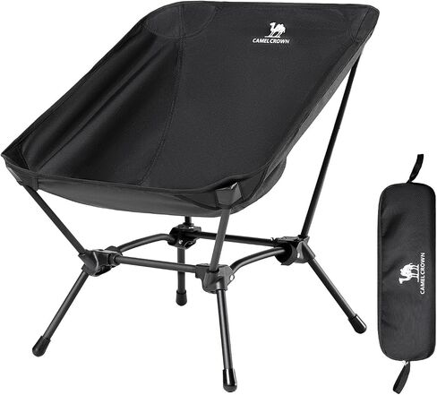 CAMEL CROWN Folding Camping Chair, Lightweight Portable Compact Lawn Chair with Side Pocket for Outdoor Travel Beach Picnic Hiking Backpacking Black Visit The Store in Saudi Arabia