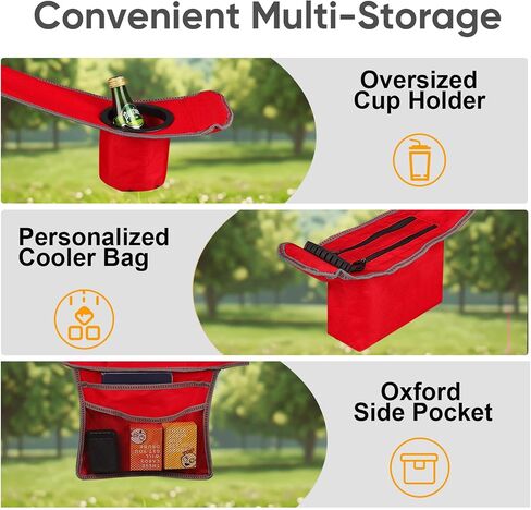 2 Pack Oversized Folding Camping Chairs for Adults, Heavy Duty Lawn Chairs with Cup Holder Storage and Cooler Bag, 450 LBS Weight Capacity, Padded Collapsible Chairs for Outdoor, Garden & Beach in Saudi Arabia