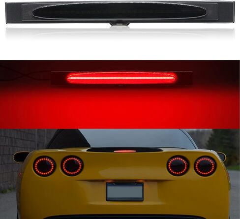 مصابيح LED للفرامل الثالثة متوافقة مع Corvette C6 2005-2013، F1 نمط ستروب خلفي مركزي ضوء خلفي عالي التركيب مصباح فرامل إيقاف مجموعة الضوء (لين أحمر) in Saudi Arabia