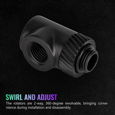Thermaltake Pacific SF 90 Degree Adapter Matte Black/DIY LCS/Fittings CL-W396-CU00MK-A (Pack of 2) in Saudi Arabia
