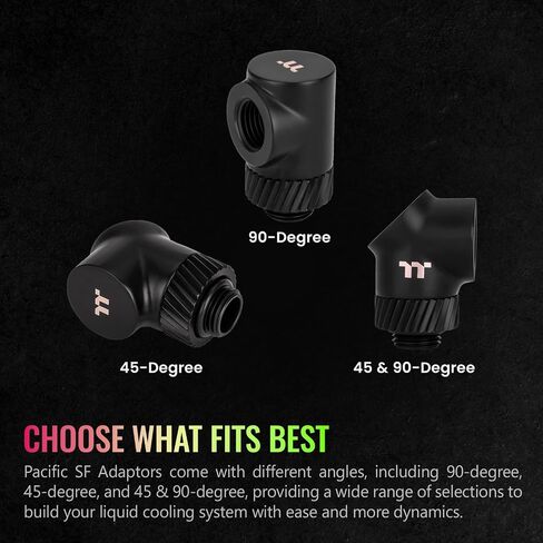 Thermaltake Pacific SF 90 Degree Adapter Matte Black/DIY LCS/Fittings CL-W396-CU00MK-A (Pack of 2) in Saudi Arabia