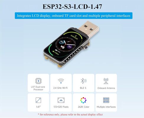 لوحة تطوير العرض ESP32-C6 1.47 بوصة ، 172 × 320 ، لون RGB 262K ، لون 262 كيلو بايت ، معالج أحادي النواة التكرار 160 ميجا هرتز ، دعم W-I & BLE ، مع LED RGB الملونة ، ESP32 مع العرض in Kuwait