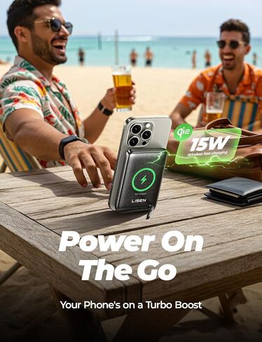 LISEN 45W Total Qi2 MagSafe Power Bank, 10,000mAh Super Fast Charging ＆ Soft Touch Silicone with Metal Foldable Stand for iPhone 16/15/14/13/12, Samsung Galaxy S25 S24 with MagSafe Cases in Saudi Arabia