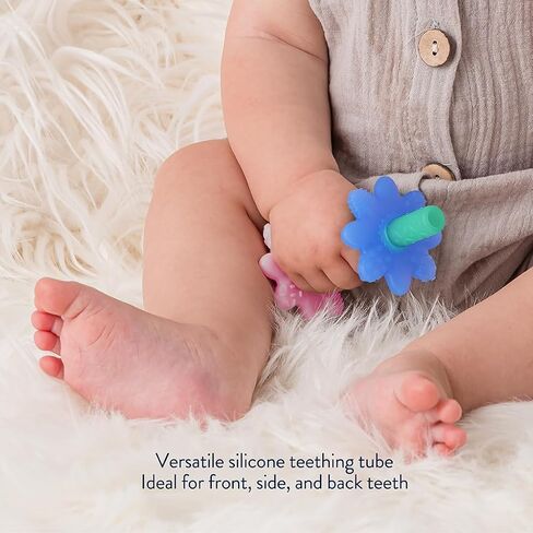 Itzy Ritzy Teensy Tube Teether; Textured Hollow Baby Teething Tube That Reaches Front Teeth & Back Molars, Made of Soft Silicone (Rainbow) in Saudi Arabia