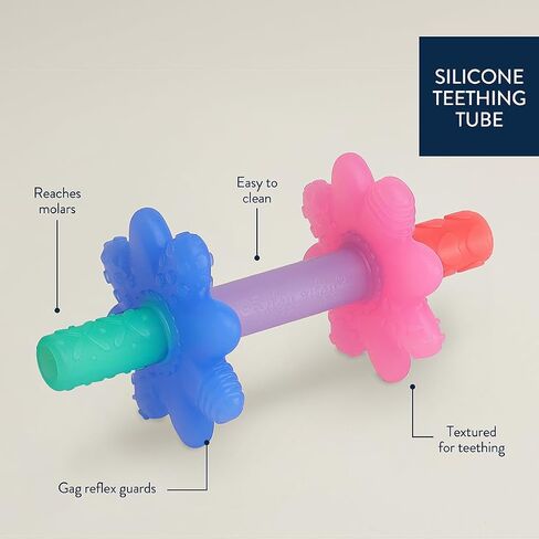 Itzy Ritzy Teensy Tube Teether; Textured Hollow Baby Teething Tube That Reaches Front Teeth & Back Molars, Made of Soft Silicone (Rainbow) in Saudi Arabia