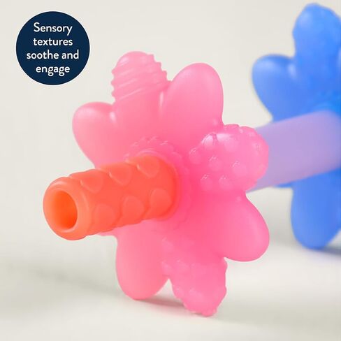Itzy Ritzy Teensy Tube Teether; Textured Hollow Baby Teething Tube That Reaches Front Teeth & Back Molars, Made of Soft Silicone (Rainbow) in Saudi Arabia