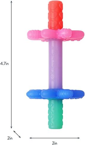 Itzy Ritzy Teensy Tube Teether; Textured Hollow Baby Teething Tube That Reaches Front Teeth & Back Molars, Made of Soft Silicone (Rainbow) in Saudi Arabia