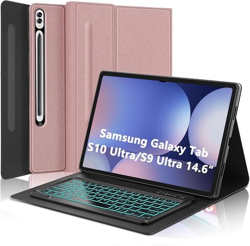 حالة لوحة المفاتيح لـ Samsung Galaxy Tab S10 Ultra/S9 Ultra/S8 Ultra 14.6 بوصة ، 7 ألوان لوحة مفاتيح لاسلكية قابلة للفصل ، حالة من الورقة الواقية النحيفة مع حامل القلم S ، النوم التلقائي/الاستيقاظ ، الأزرق in Saudi Arabia