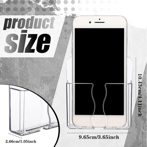 Geelin 6 PCS محمولة على الحائط حامل الهاتف للهاتف الخليوي اللاصق مع ثقب الشحن أكريليك واضح التحكم عن بعد منظم السرير لمكتب منزلي (واضح) in Kuwait