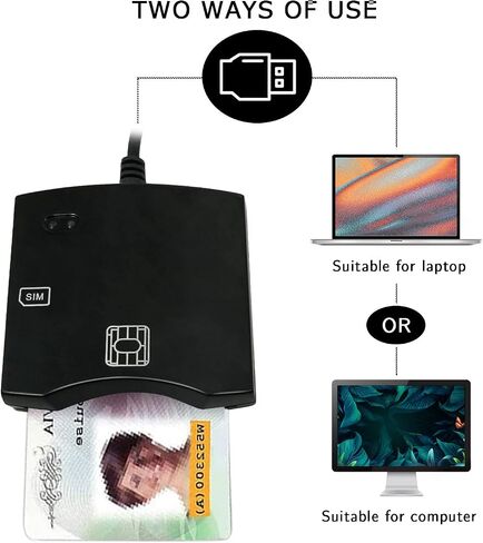 Smart Sim Card Reader Conster: EMV Reader Writer Programmer DOD Military USB ISO7816 Contact Common Access CAC READER + SDK KIT - READER CREDITARD WITH MAC OS ، WIN ، LINUX (Black) in Kuwait