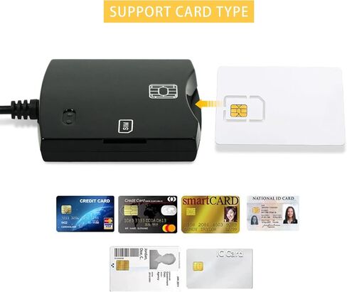 Smart Sim Card Reader Conster: EMV Reader Writer Programmer DOD Military USB ISO7816 Contact Common Access CAC READER + SDK KIT - READER CREDITARD WITH MAC OS ، WIN ، LINUX (Black) in Kuwait