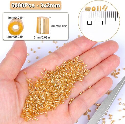 6000pcs Bugle Beads, White Embroidery Tube Beads for Jewelry Making, Small Short Beads for Craft DIY Bracelet Necklaces Supplies, 3x2mm in Saudi Arabia