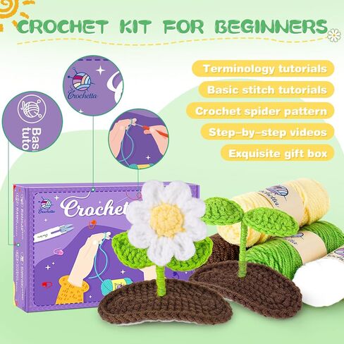 Crochetta Crochet Kit for Beginners, Crochet Starter Kit w Step-by-Step Video Tutorials, Beginner Crochet Kit for Adults Kids Women Men Complete Kit Included (Ice Cream Axolotls) in Kuwait