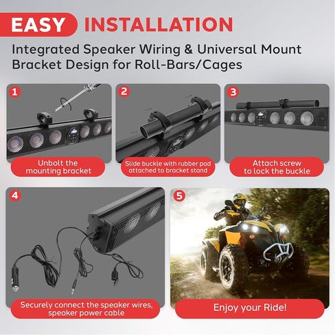 Pyle 36 "Marine ATV UTV Bar مع Bluetooth-طاقة ذروة 270 واط ، أمبير مدمج ، مصابيح RGB ، 6x 4 مكبرات الصوت ومكبرات الصوت 2x 1 ، USB/AUX ، Mountbar Mount in Saudi Arabia