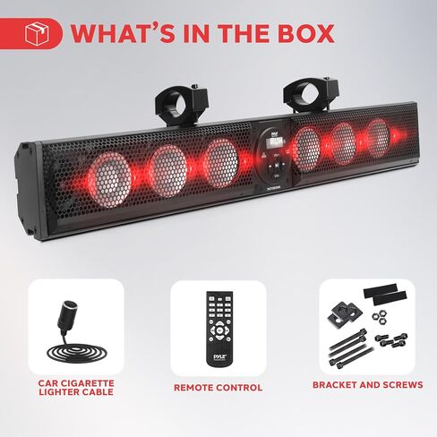 Pyle 36 "Marine ATV UTV Bar مع Bluetooth-طاقة ذروة 270 واط ، أمبير مدمج ، مصابيح RGB ، 6x 4 مكبرات الصوت ومكبرات الصوت 2x 1 ، USB/AUX ، Mountbar Mount in Saudi Arabia