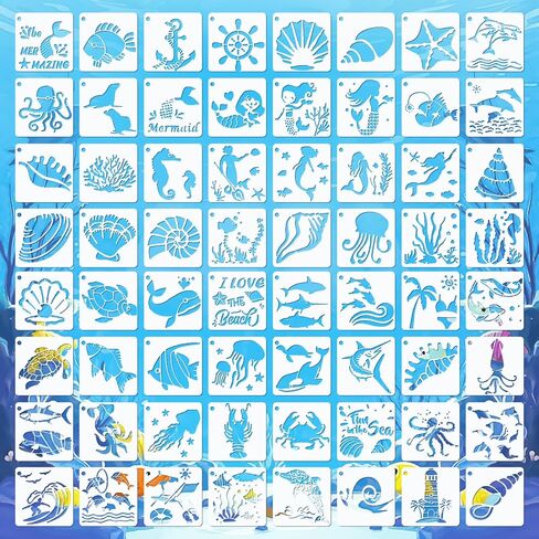 64 Pcs Flower Stencils for Painting, 3 Inch Plastic Reusable Floral Stencils DIY Craft Template Paint Stencils Set for Wall, Canvas, Drawing, Crafts, Art (Nature Element) in Saudi Arabia