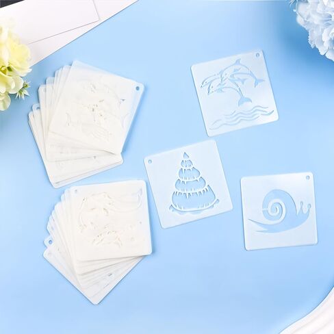 64 Pcs Flower Stencils for Painting, 3 Inch Plastic Reusable Floral Stencils DIY Craft Template Paint Stencils Set for Wall, Canvas, Drawing, Crafts, Art (Nature Element) in Saudi Arabia