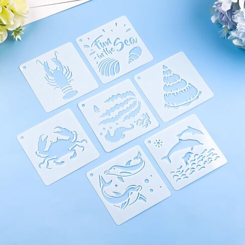 64 Pcs Flower Stencils for Painting, 3 Inch Plastic Reusable Floral Stencils DIY Craft Template Paint Stencils Set for Wall, Canvas, Drawing, Crafts, Art (Nature Element) in Saudi Arabia