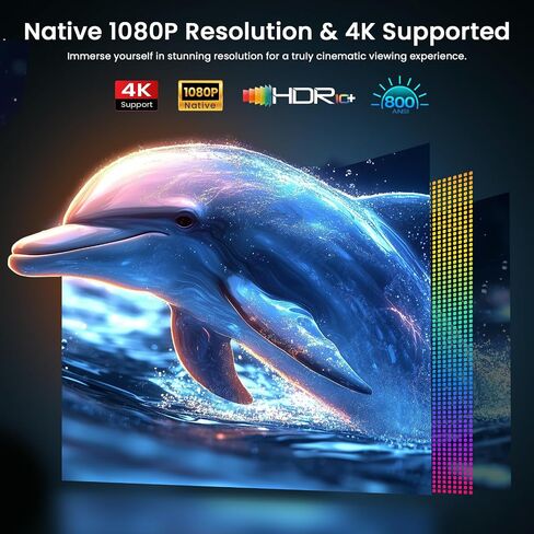 [Auto Focus & High Brightness] Outdoor Projector with WiFi and Bluetooth, Native 1080P Movie Projector, 4K Support, 22000L Auto Keystone & 50% Zoom, Projector Compatible with iOS/Android (sliver) in Saudi Arabia