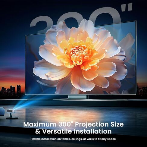 [Auto Focus & High Brightness] Outdoor Projector with WiFi and Bluetooth, Native 1080P Movie Projector, 4K Support, 22000L Auto Keystone & 50% Zoom, Projector Compatible with iOS/Android (sliver) in Saudi Arabia