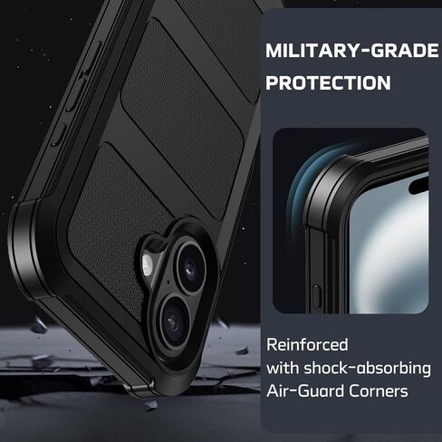 for iPhone 16 Plus Case with 2X Screen Protector + [Kickstand & Belt Clip Holster], Military-Grade Drop Protection Hard Bumper Heavy Duty Shockproof Phone Case for iPhone 16 Plus (Black) in Saudi Arabia